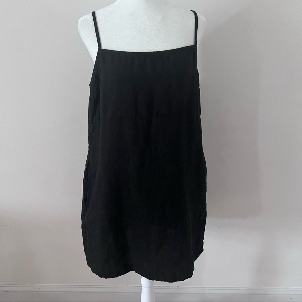Laude The Label Organic Linen Spaghetti Strap Babydoll Mini Dress |Size Medium| - Picture 2 of 10